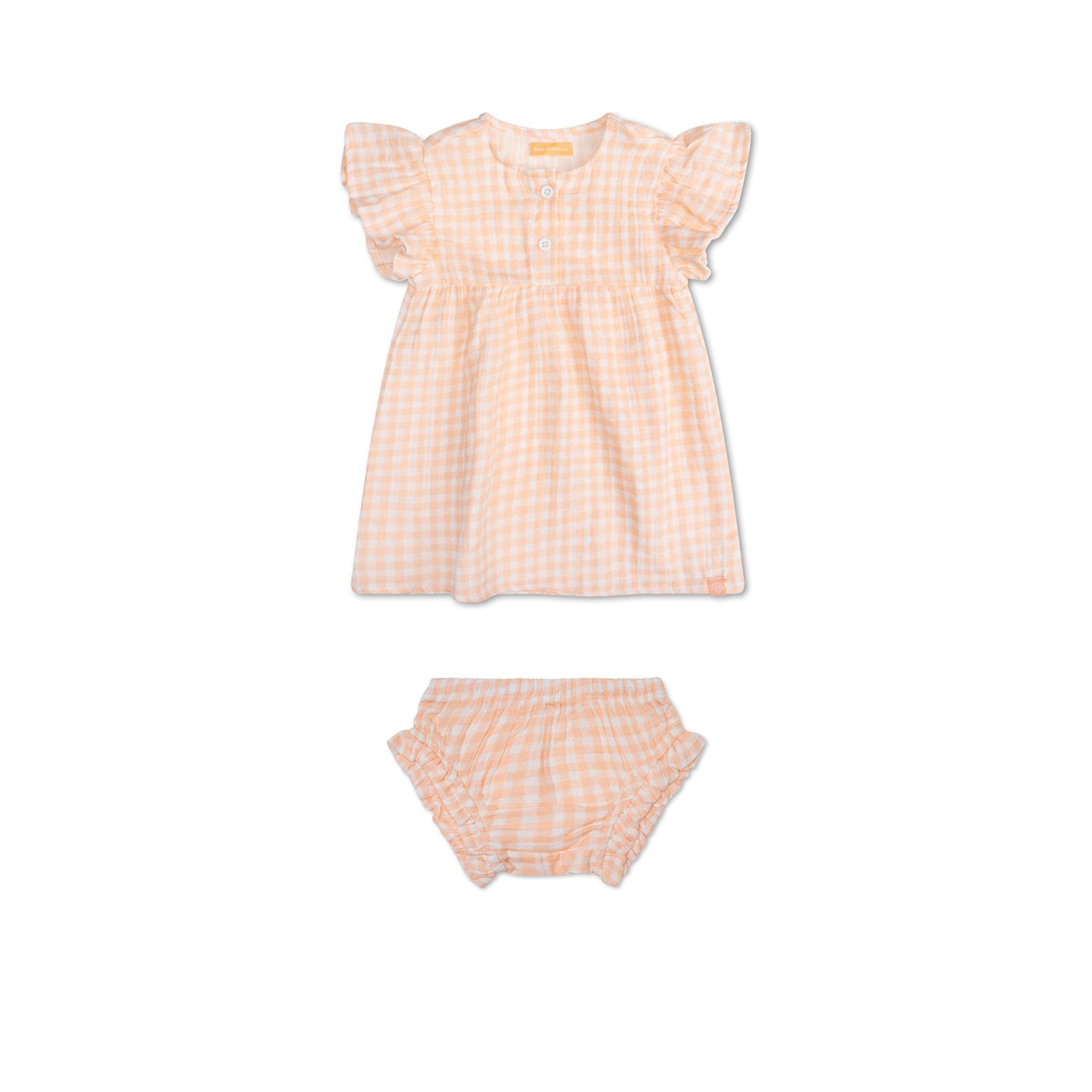 Sunset Grid | Orange/White Girls Beachwear Set - Muslin