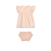 Sunset Grid | Orange/White Girls Beachwear Set - Muslin