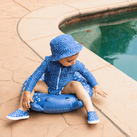 Leopard | Blue Girls Swimsuit with Long Sleeves