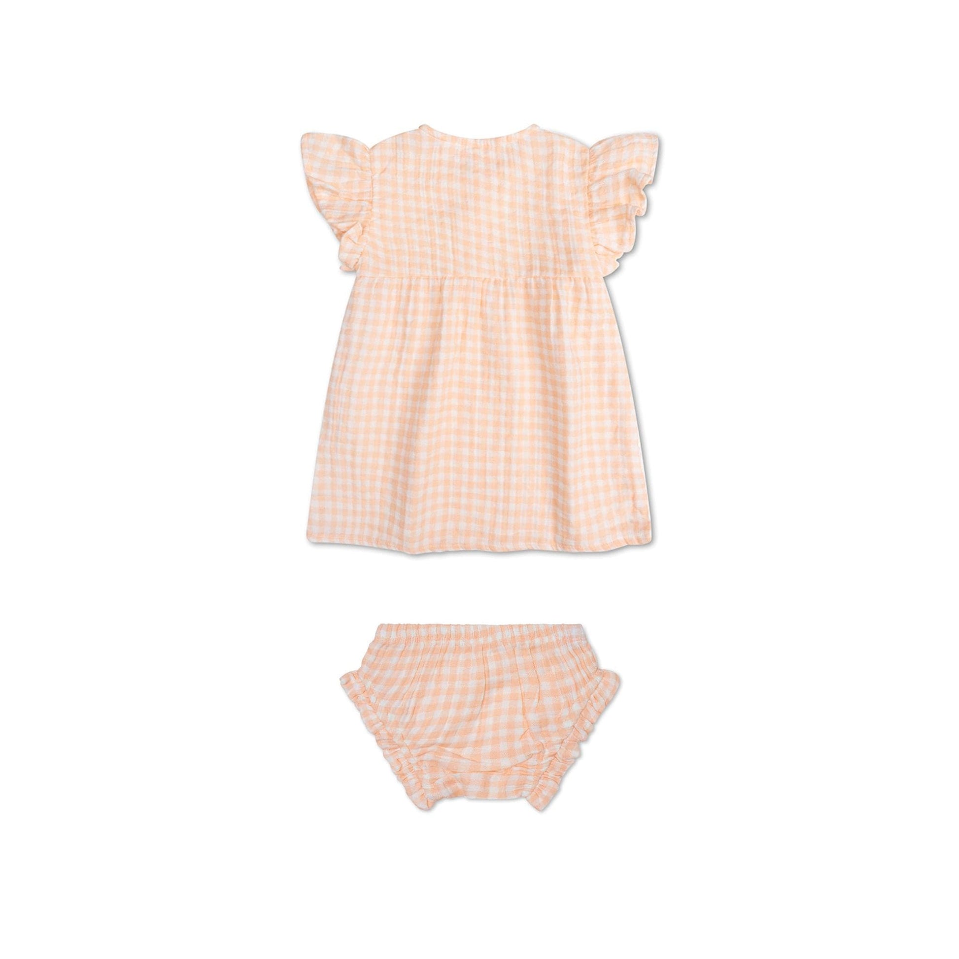 Sunset Grid | Orange/White Girls Beachwear Set - Muslin