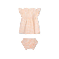 Sunset Grid | Orange/White Girls Beachwear Set - Muslin