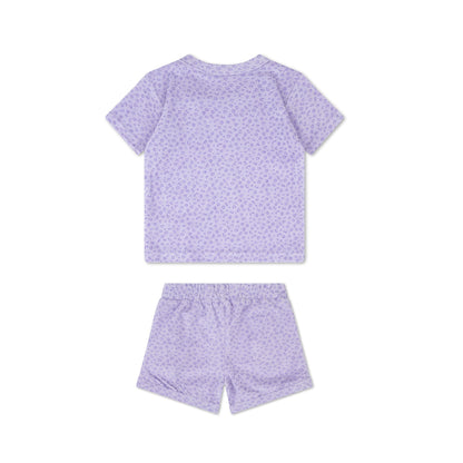 SE Beach Jumpsuit Set Girls Lilac Panther Print Terry