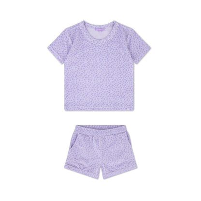 SE Beach Jumpsuit Set Girls Lilac Panther Print Terry