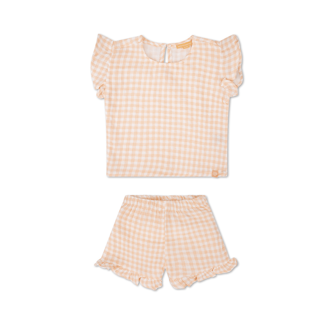 Sunset Grid | Orange/White Girls Beachwear Set - Muslin