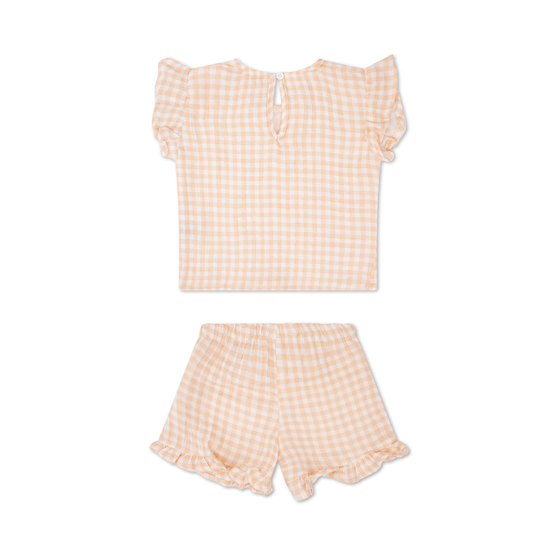 Sunset Grid | Orange/White Girls Beachwear Set - Muslin