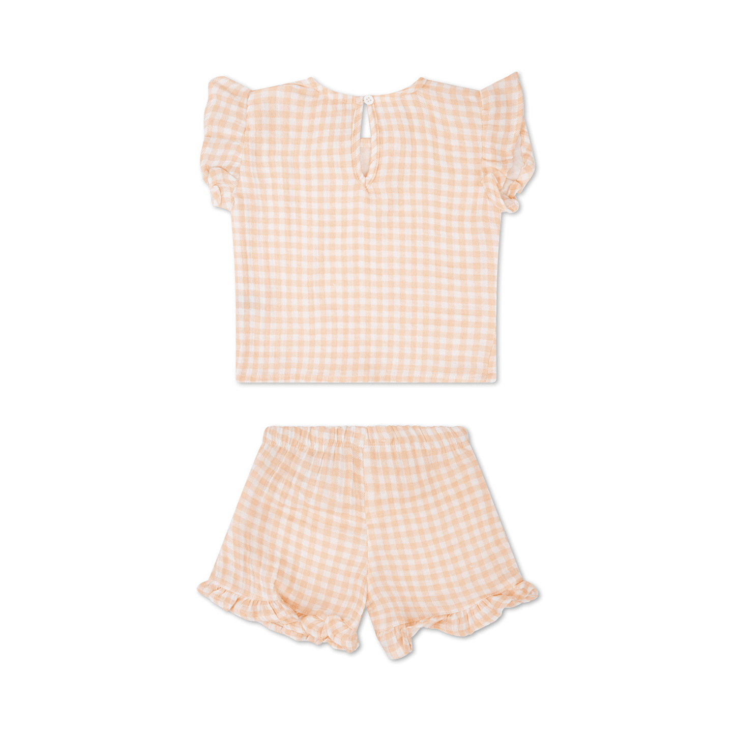 Sunset Grid | Oranje/Wit Meisjes Set Strand- Muslin