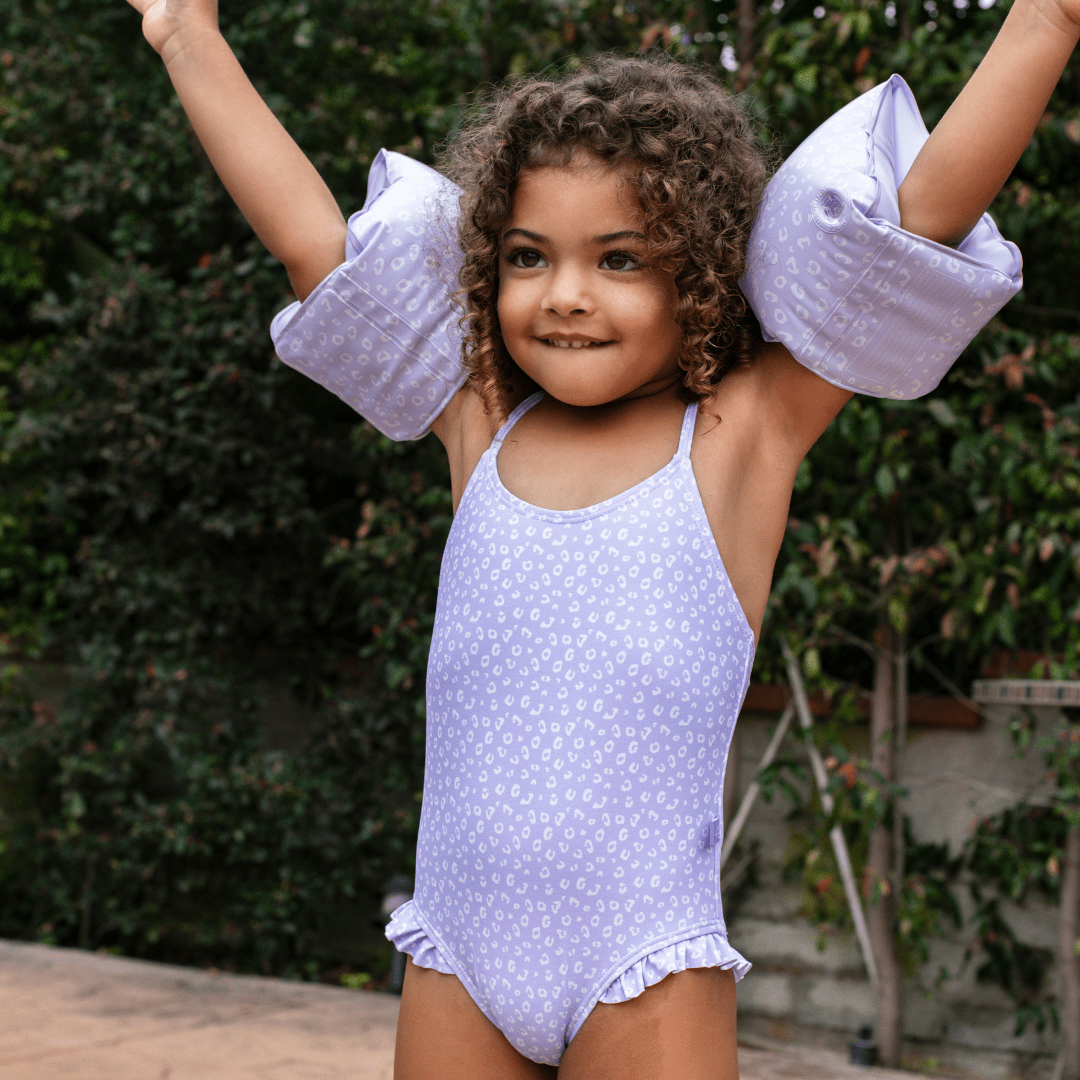 Leopard | Lilac Swim Arm Bands 2-6 years