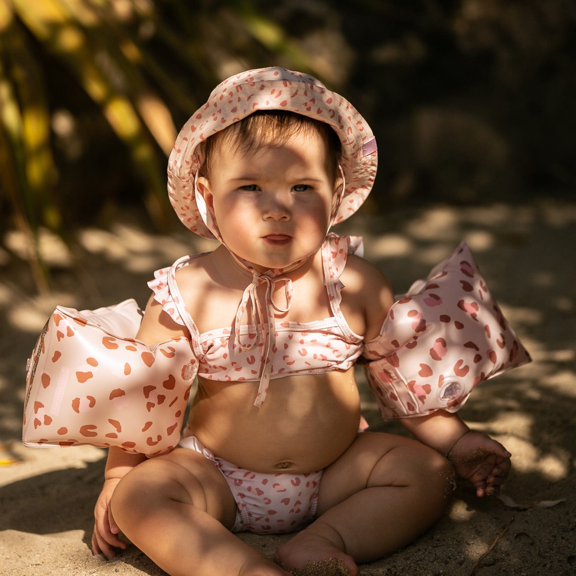 Bikini UV per ragazze rosa antico e leopardo