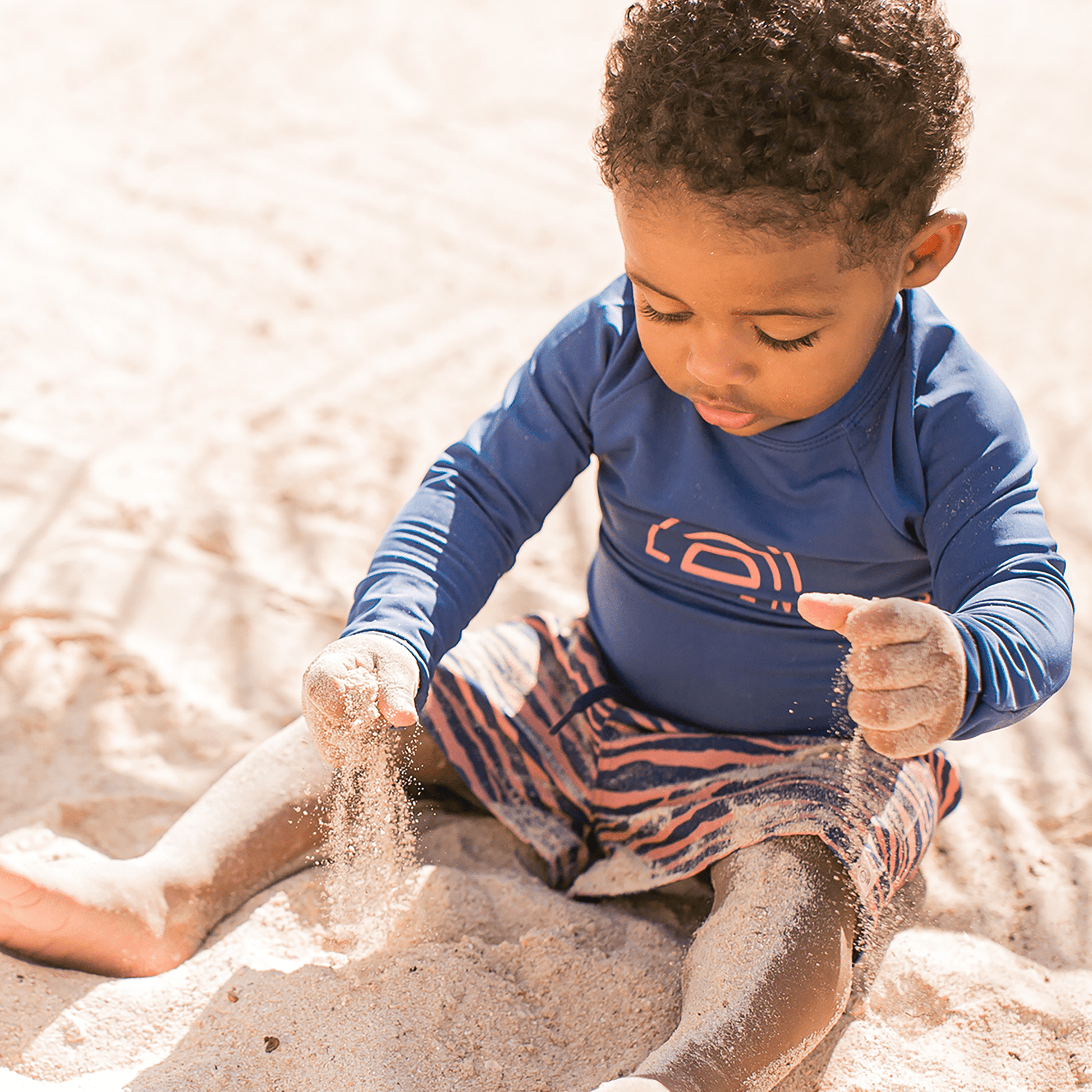 Vibrant Stripes | Blue/Orange UV Swim Shorts Boys