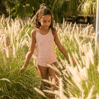 Costume da bagno UV per ragazze rosa antico e leopardato