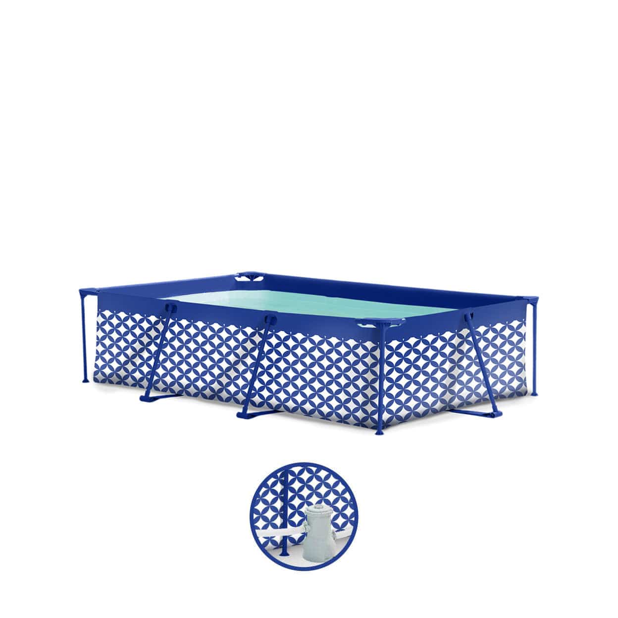 Elegance | Dark Blue/White Frame Pool 260x160x65 cm including Accessories