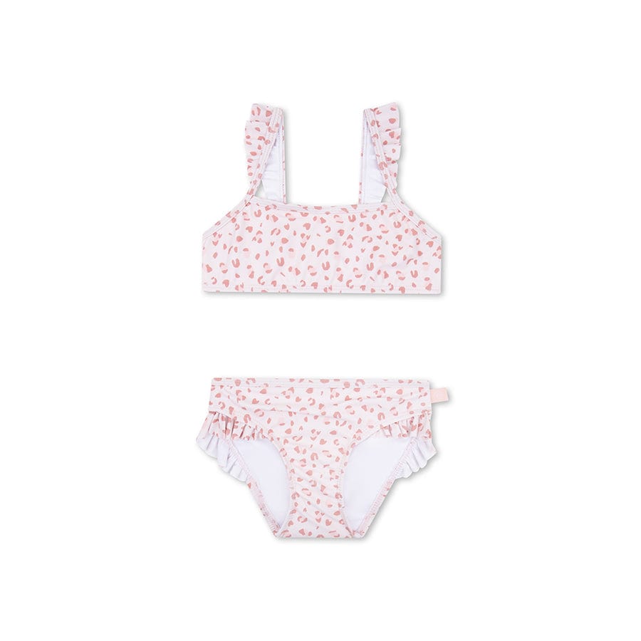 Bikini UV per ragazze rosa antico e leopardo