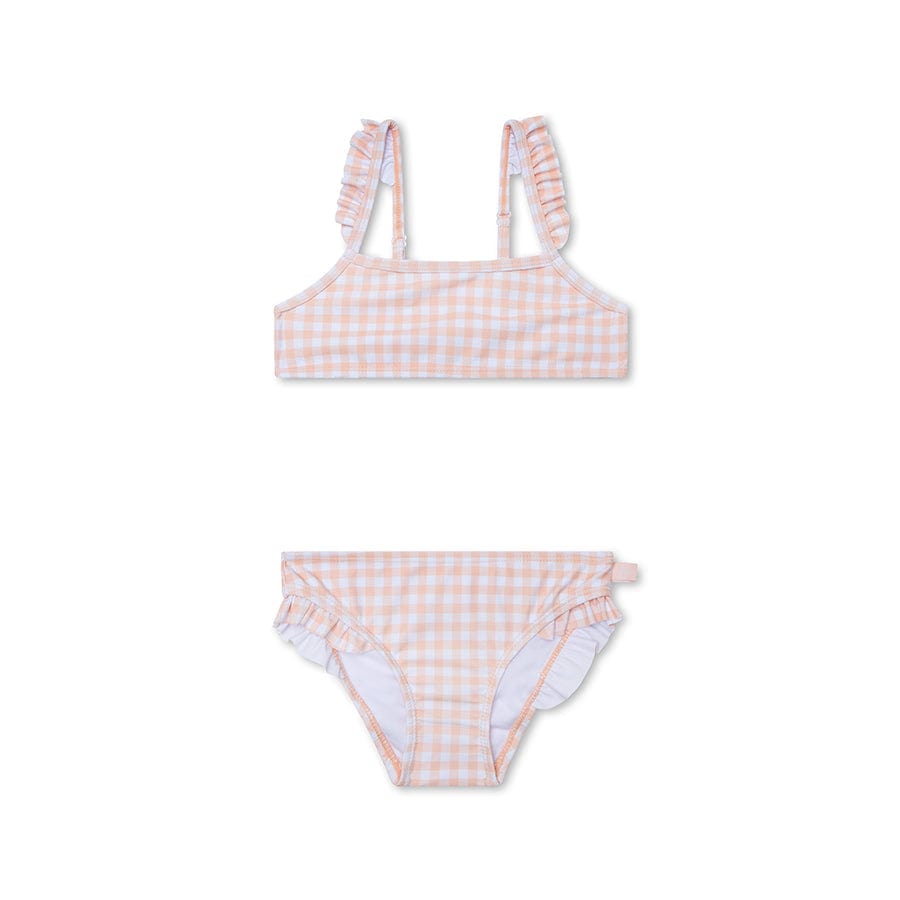 Sunset Grid | Orange/White Girls Beachwear UV Bikini