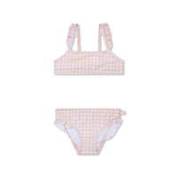 Sunset Grid | Orange/White Girls Beachwear UV Bikini