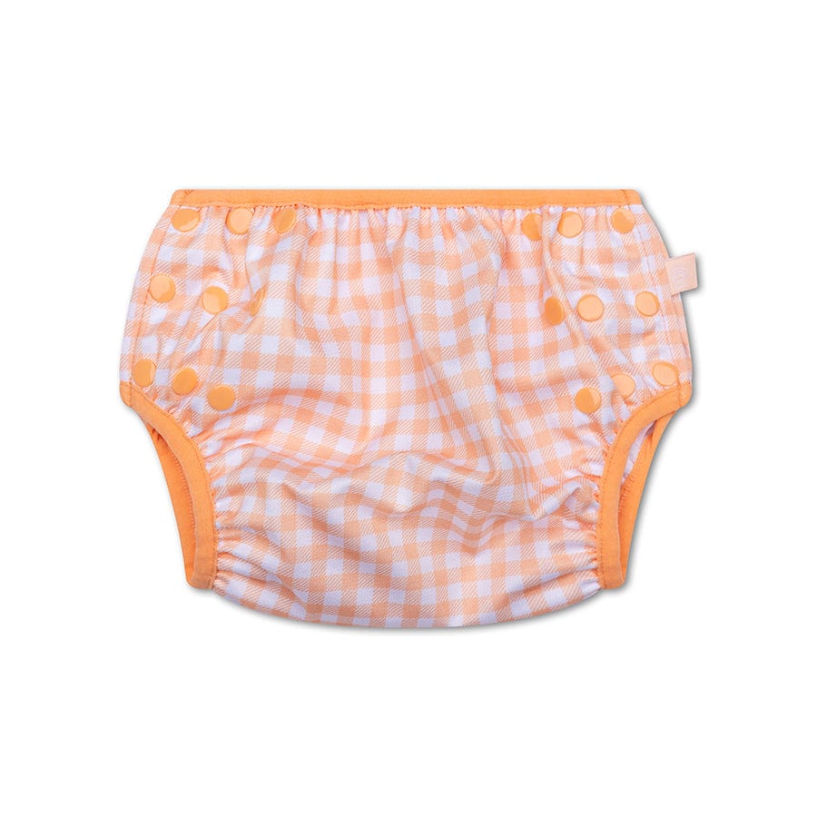 Sunset Grid | Orange/White Washable Swim Diaper