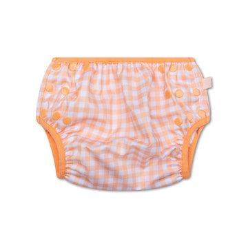 Sunset Grid | Orange/White Washable Swim Diaper