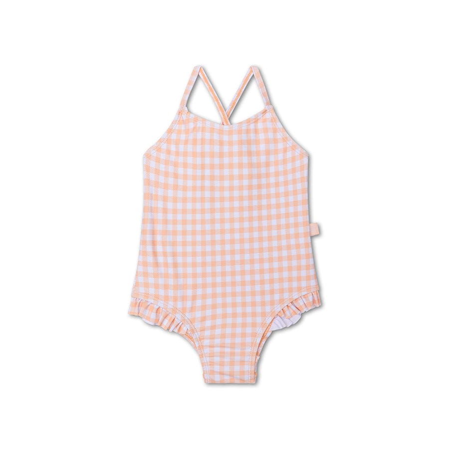 Sunset Grid | Orange/White Girls Swimsuit