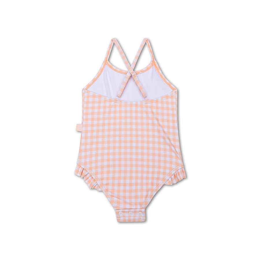 Sunset Grid | Orange/White Girls Swimsuit