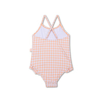 Sunset Grid | Orange/White Girls Swimsuit