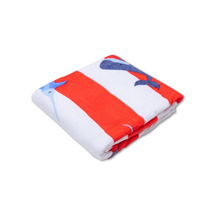 Ocean Stripes | Rood/Witte Katoenen Handdoek 135 x 65 cm