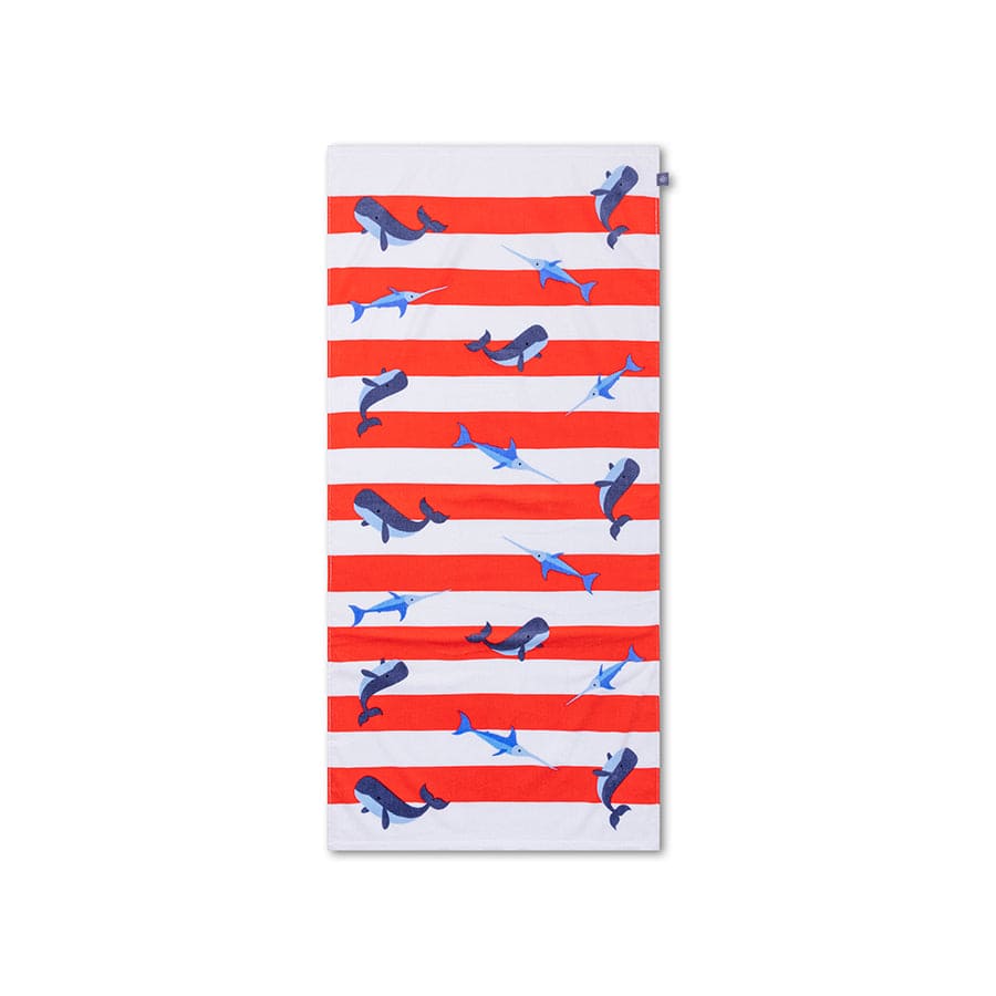 Ocean Stripes | Red/White Cotton Beach Towel 135 x 65 cm