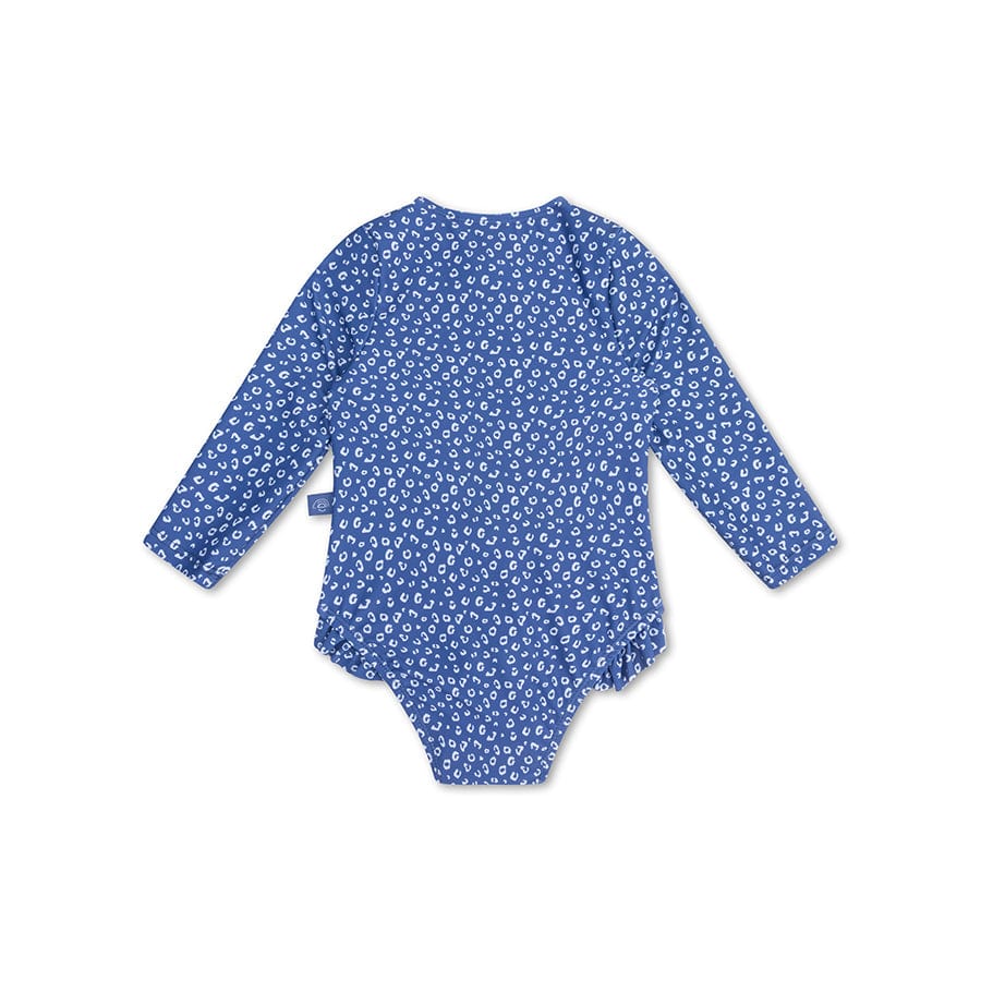 Leopard | Blue Girls Swimsuit with Long Sleeves