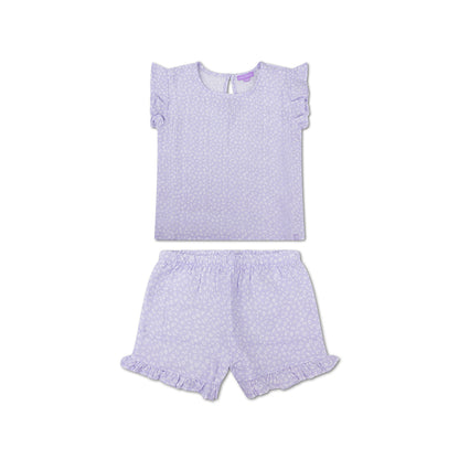 SE Beach Jumpsuit Set Girls Lilac Panther Print Muslin