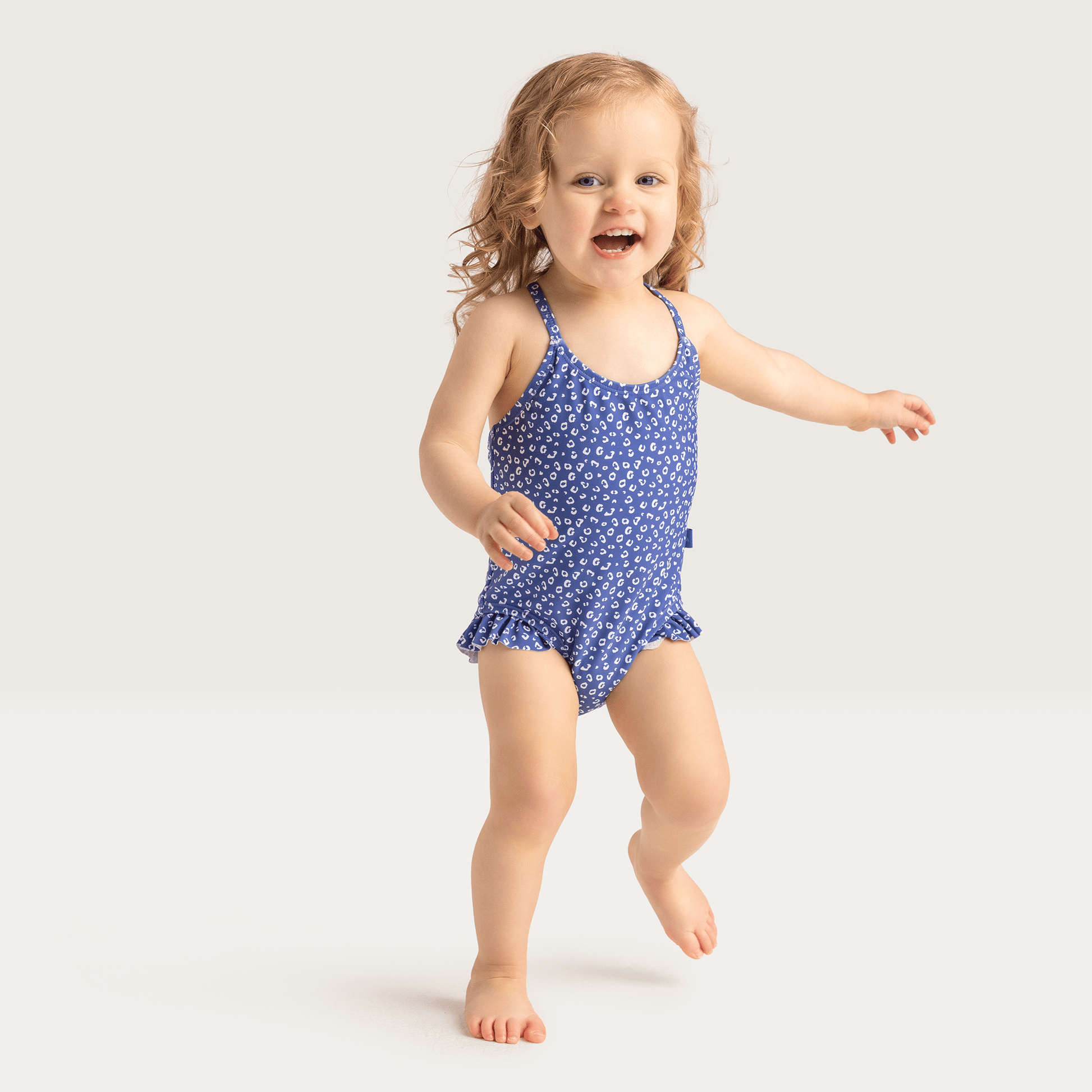 Leopard | Blue Girls Swimsuit