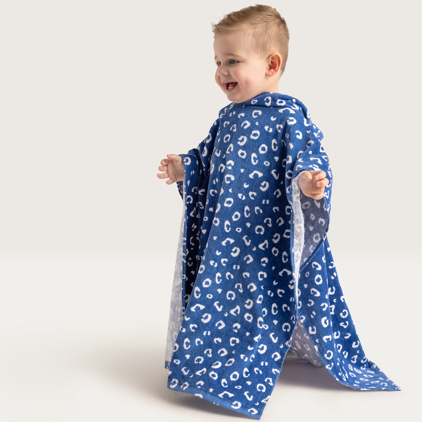 SE Strandponcho Blauw Panterprint 65 x 65 cm