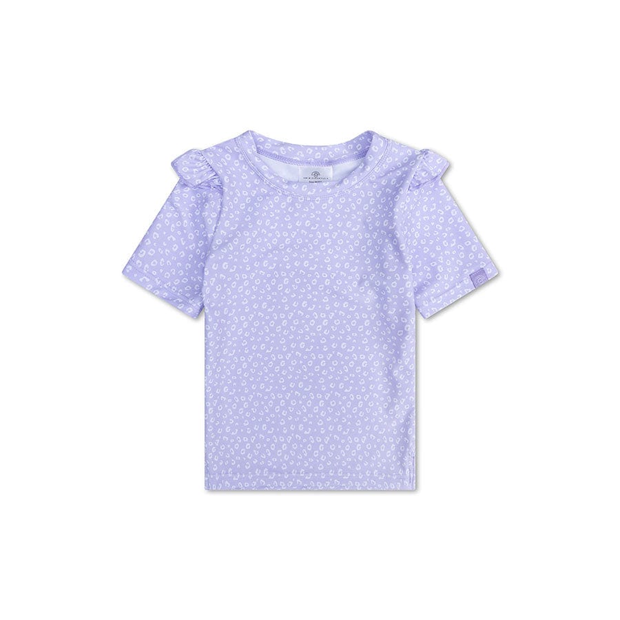 Leopard | Lilac UV Swim Shirt with Short Sleeves