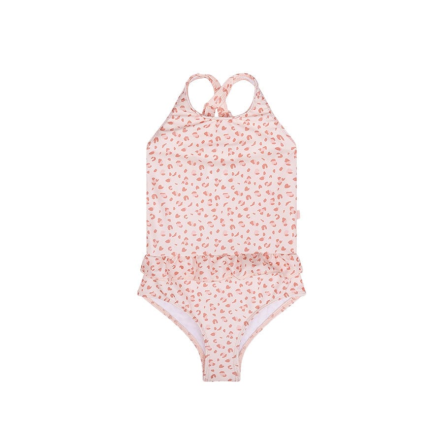 Costume da bagno UV per ragazze rosa antico e leopardato