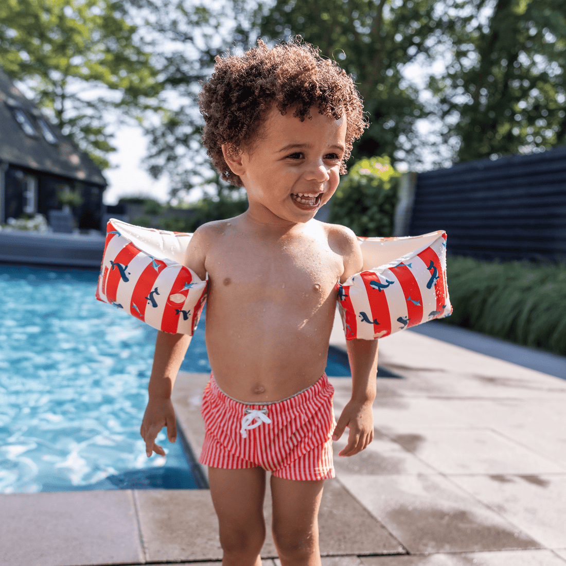 Tirantes de natación Ocean Stripes | Rojo/Blanco 0-2 años